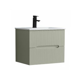 Masca chiuveta baie Leziter Trent 60 cm cu lavoar ceramic, 2 sertare, verde