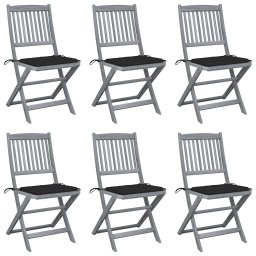 Scaune pliante de exterior cu perne 6 buc. lemn masiv de acacia GartenMobel Dekor