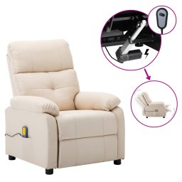 Scaun de masaj electric, material textil crem GartenMobel Dekor