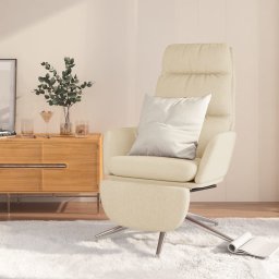 Scaun de relaxare cu taburet, crem, material textil GartenMobel Dekor