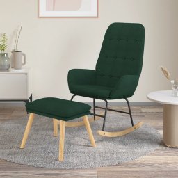 Scaun balansoar cu taburet, verde închis, textil GartenMobel Dekor