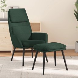 Scaun de relaxare cu taburet, verde închis, catifea GartenMobel Dekor