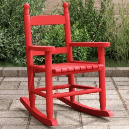 Scaun balansoar pentru copii, rosu, lemn masiv de plop GartenMobel Dekor
