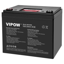 Acumulator Vipow LIFEPO4 12.8V 100AH BMS Negru