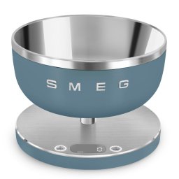 Cantar de bucatarie Smeg Collezione KSC01SBMWW, Pana la 5 kg/5 l, Functie TARA, Afisaj LED, Baza antiderapanta, Baterie reincarcabila, Albastru cenusiu