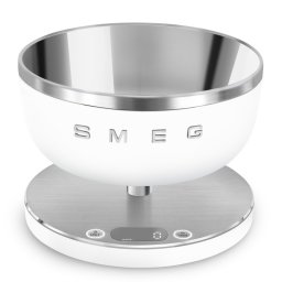 Cantar de bucatarie Smeg Collezione KSC01WHMWW, Pana la 5 kg/5 l, funcție TARA, Afisaj LED, Baza antiderapanta, Baterie reincarcabila, Alb mat