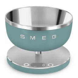 Cantar de bucatarie Smeg Collezione KSC01EGMWW, Pana la 5 kg/5 l, Functie TARA, Afisaj LED, Baza antiderapanta, Baterie incarcabila, Verde smarald