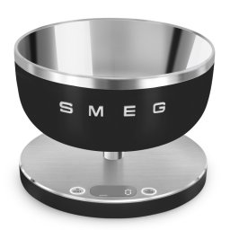 Cantar de bucatarie Smeg Collezione KSC01BLMWW, Pana la 5 kg/5 l, Functie TARA, Afisaj LED, Baza antiderapanta, Baterie reincarcabila, Negru mat