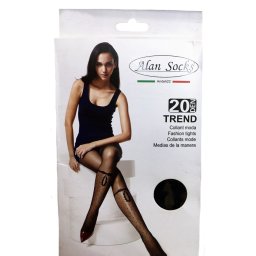 Ciorap pantalon de 20 DEN, nuanta de negru cu model de buline (Culoare: NEGRU, Marime: UNIVERSAL)