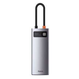 Hub 8in1 Baseus Metal Gleam Series, USB-C la 3x USB 3.0 + HDMI + USB-C PD + Ethernet RJ45 + microSD / SD