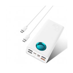 Baterie Externa BASEUS Amblight Digital Display, 26800mAh, 65W, QC + PD, 1 x USB-C - 4 x USB-A, White