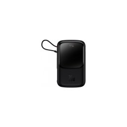 Baterie externa BASEUS Qpow Pro Digital Display, 20000 mAh, 1x USB, 1x USB-C, 20 W, Display, Cablu Lightning integrat, Black
