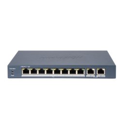 Switch PoE smart Hikvision, 8 porturi PoE 10/100Mbps, 2 uplink Gigabit, buget PoE 110W, Long Range 300m, VLAN, DS-3E1310P-EI(B)