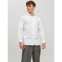 Jack & Jones Camasa barbati non-iron, din bumbac organic, Slim Fit, JPRBLAPARKER, Alb (SELECTATI MARIMEA: XL)