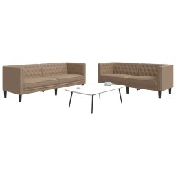 Set canapele Chesterfield cu 2 locuri, cappuccino, piele eco. GartenMobel Dekor