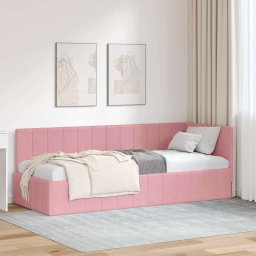 Cadru de pat coltar cu headboard Roz 80 x 200 cm Catifea GartenMobel Dekor