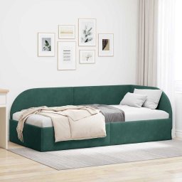 Cadru de pat coltar Verde închis 90 cm x 200 cm tesatura GartenMobel Dekor