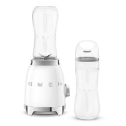 Blender Smeg PBF01WHEU, 300 W, 2 x 600 ml, 20 000–24 000 rpm, Baza antiderapanta, Fara BPA, Otel inoxidabil, Alb