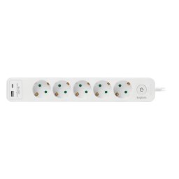 Prelungitor PRELUNGITOR LOGILINK, Schuko x 5, conectare prin Schuko (T), ON/OFF, 16 A, 1xUSB-A, 1xUSB-C, cablu 1.5m, protectie IP20, alb, "LPS280U" (timbru verde 0.8 lei)