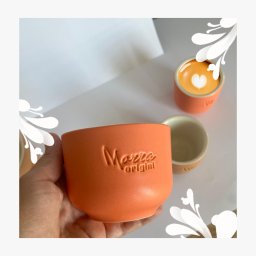 Ceasca cappuccino flat white, embosata Morra origini, portocaliu, 200 ml