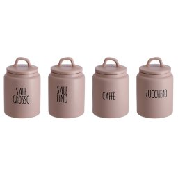 Set 4 borcane depozitare ceramica maro neagra 13,5 x 21 cm