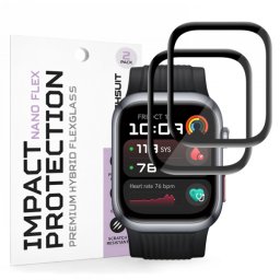 Folie Protectie Techsuit Nano Flex pentru Huawei Watch D2, Set 2 bucati, Plastic, Neagra
