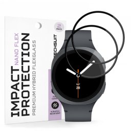 Folie Protectie Techsuit Nano Flex pentru Samsung Galaxy Watch9 / Watch8 40mm, Set 2 bucati, Plastic, Neagra