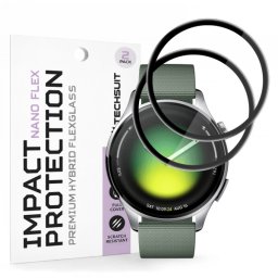 Folie Protectie Techsuit Nano Flex pentru Xiaomi Watch 5, Set 2 bucati, Plastic, Neagra