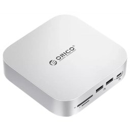 Hub Multifunctional Orico MiniLink M48PR pentru Apple Mac Mini M4, 9in1, Argintiu