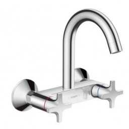 Baterie bucatarie cu montare pe perete Hansgrohe gama Logis Classic, crom, pipa inalta