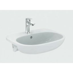 Lavoar Ideal Standard semi-incastrat 55cm gama Tesi, alb, 1 orificiu baterie