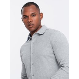 Ombre Men's long sleeve SLIM FIT knit shirt - grey