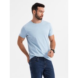 Ombre BASIC men's classic cotton T-shirt - light blue