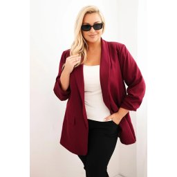 Sacou elegant mărime plus, de culoare vișinie