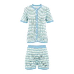 Imily Bela Costum cu pantaloni albastru deschis / verde deschis / alb