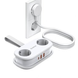 Prelungitor Orico APP 2x Prize Schuko 2x USB-A 1x USB-C Alb