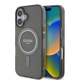 Husa Guess Apple iPhone 16 IML Glitter Circle Negru