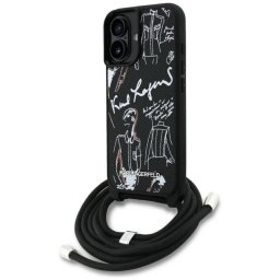 Husa Karl Lagerfeld Apple iPhone 16 Saffiano Crossbody Negru
