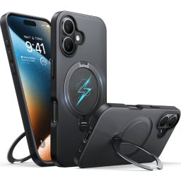 Husa Torras Apple iPhone 16 Ostand Spin Negru