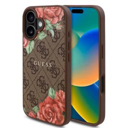 Husa Guess Apple iPhone 16 4G Flowers Print Maro