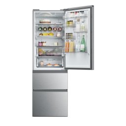 Combina frigorifica Haier 3D 60 Seria 5 HTW5618DNMG, 360 l, Clasa D, No Frost, Afisaj Electronic, Iluminare LED, H 185 cm, Argintiu