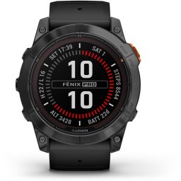 Smartwatch Garmin Fenix 7X Pro Solar, Glass, curea Neagra, Slate Grey