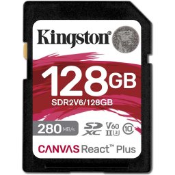 Card de memorie Kingston Canvas React Plus SD, 128 GB, SDXC, Class 10