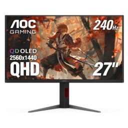Monitor Gaming QD - OLED AOC 27" Q27G4ZD, QHD (2560 x 1440), HDMI, DisplayPort, Pivot, 280 Hz, 0.03 ms, Negru
