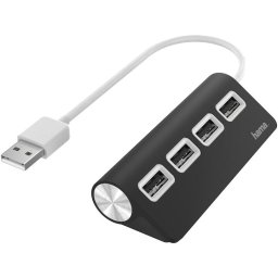 USB HUB Hama 200119, 4 porturi USB 2.0, Negru