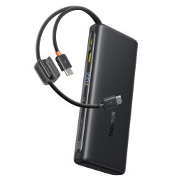 Acumulator extern Baseus EnerFill FC41 25.000 mAh, 145W, Digital Display, USB-C, USB-A, cabluri duale USB-C retractabile, Negru