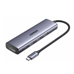 Hub UGREEN 6-in-1, USB-C la DisplayPort PD 3.0, 100W, 4k@60hz, USB-C, USB-A, Gri