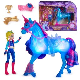 Figurina Unicorn Academy Spin Master - River cu lumini Train & Glow si Papusa Isabel