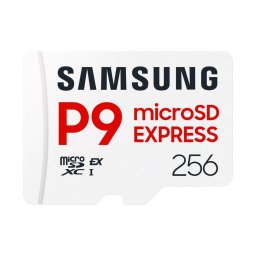 Card de memorie Samsung P9 Express microSD Express 256 GB (4K UHD, NVMe 1.3, viteza de citire 800 MB/s, viteza de scriere 200 MB/s) pentru Nintendo Switch 2, Alb
