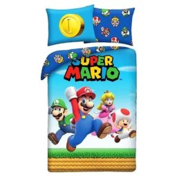 Super Mario: Set de lenjerie de pat din microfibră, 140 x 200 cm